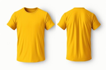 Mockup of a blank royal yellow tshirt front and back isolated on white background. Generative AI  - obrazy, fototapety, plakaty