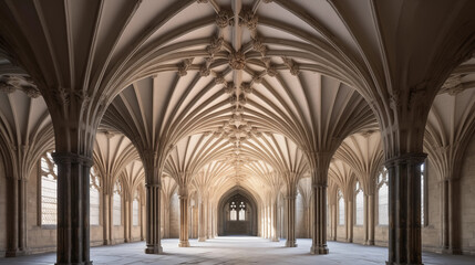 Ornate ceiling and pillars around canterbury cathedral england