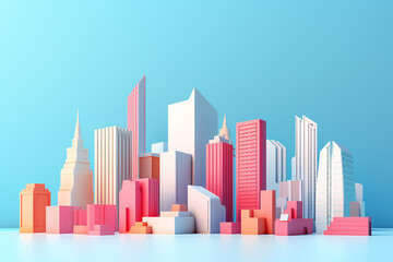 3d buildings minimalistic background
