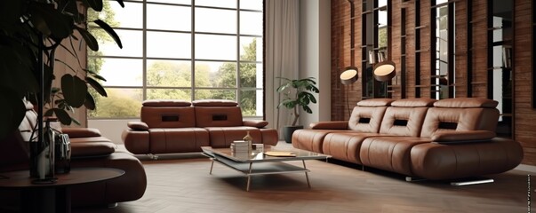 brown sofa in living room