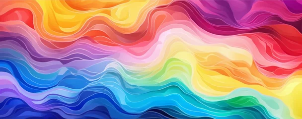 Fotobehang Watercolor abstract vivid rainbow pattern. Happy pride month. Pride abstract background, hand drown effect. Rainbow background. Generative AI  © The Picture Show