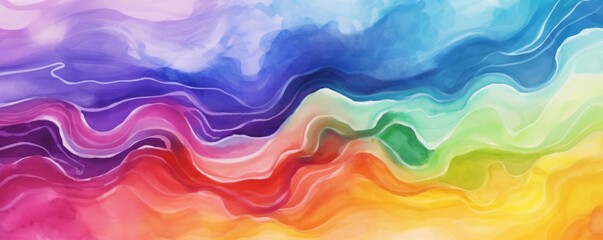 Watercolor abstract vivid rainbow pattern. Happy pride month. Pride abstract background, hand drown effect. Rainbow background. Generative AI  - obrazy, fototapety, plakaty