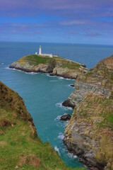 Fototapeta na wymiar Cliffs in Wales with Lighthouse