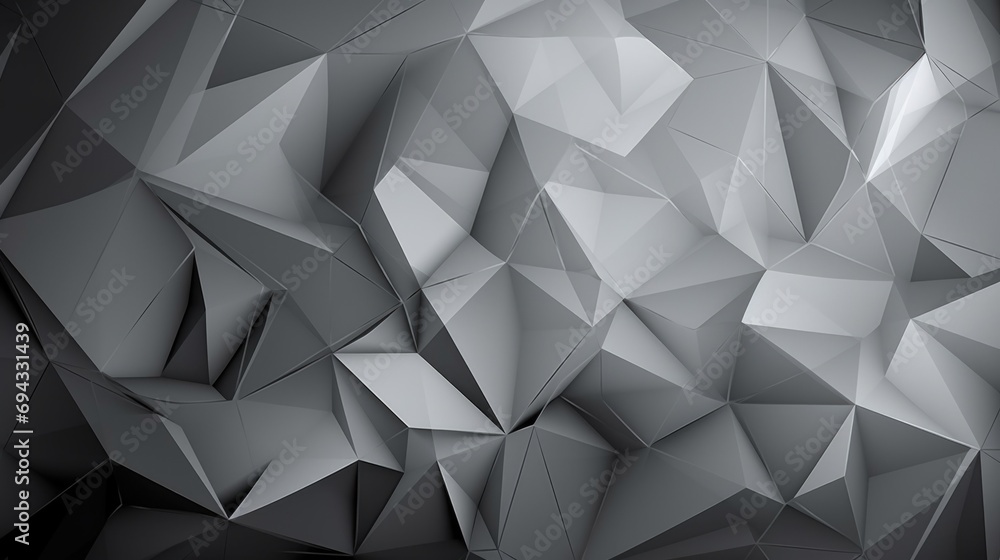 Poster gray abstract low poly background made of triangles. desktop screensaver. ai generative.