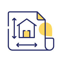 Home design on page showing concept icon of home architecture, architectural design