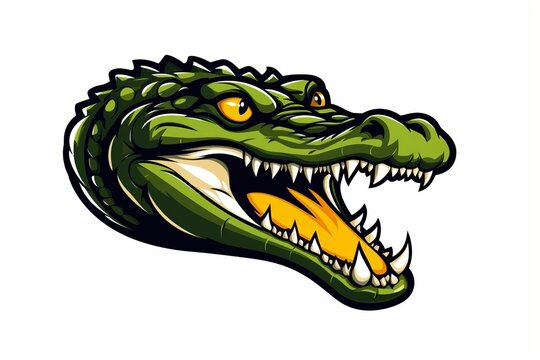 Green crocodile logo isolated on white background
