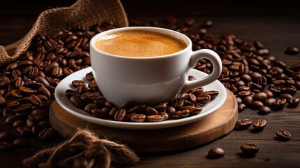 Obraz na płótnie Canvas Coffee Cup & Beans. Generative AI