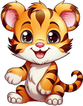 Transparent baby tiger cartoon