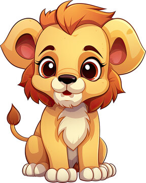 Transparent cute lion cartoon 