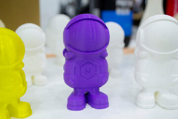 Object model printed on a 3D printer from molten plastic. 3D printer printed prototype of toy from...