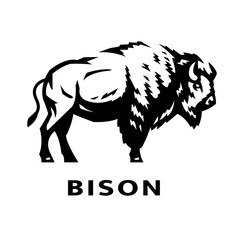 Bison logo. Black and White style.