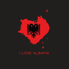 Albania grunge flag heart design. Vector illustration.