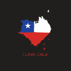 Chile grunge flag heart design. Vector illustration.