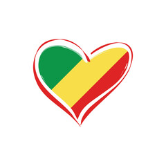 Congo flag with a heart shape, isolated on a white background for Congo Independence Day. Vector illustration.