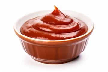 Bowl of barbecue sauce isolated on white, Generative AI 