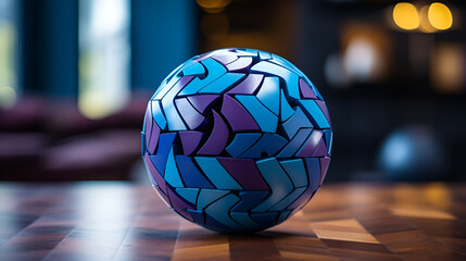 a blue ball on a table