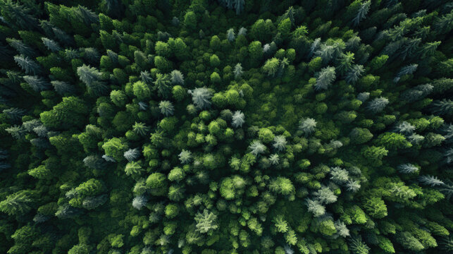 Forest and tree landscape texture abstract background, Aerial top view forest atmosphere area, Texture of forest view from above, Ecosystem and healthy ecology environment concepts. © Aperture Eleven