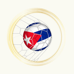 Cuba scoring goal, abstract football symbol with illustration of Cuba ball in soccer net.