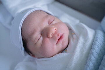 Newborn baby, half Thai, half South African, cute, gentle