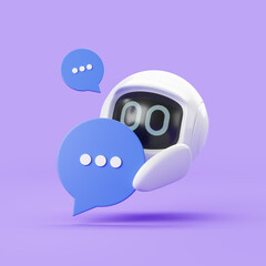 AI chat bot holding speech bubble