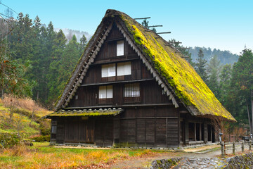 Ancient Japanese home at Hida Folk Village, Takayama, Japan.