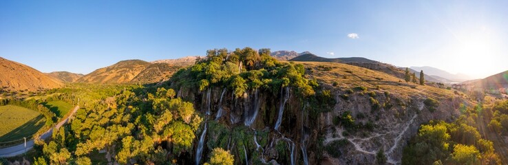 Girlevik Waterfall. Summer season. Girlevik Village Caglayan Subdistrict, Erzincan, Turkey