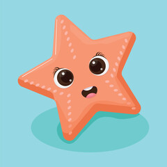 Cartoon cute starfish. Vector illustration of a sea animal.