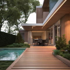 Modern house interior wood floor luxury garden02