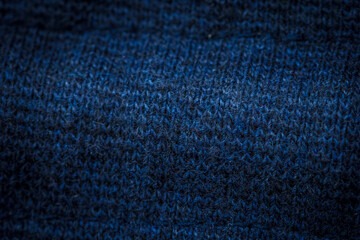 Surface of blue wool fabric, texture of wool fabric