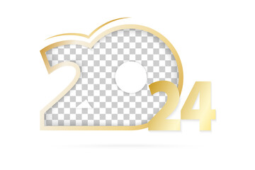 Year 2024 with place for image, vector template.