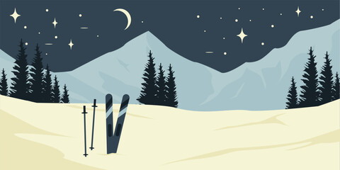winter landscape minimalistic print poster collection design for advertising, banners, leaflets, vector illustration design.