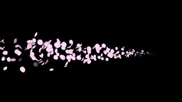 桜の花びらが横に流れるラインパーティクル　4種類　直線と曲線