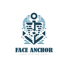Face Anchor design template logo vintage style for brand company and other