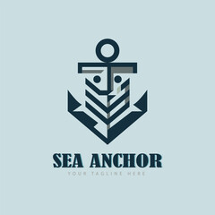 Sea Anchor modern logo template design for brand or company and other