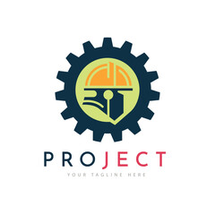 Project gear safety helmet logo template design for brand or company and other