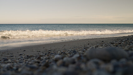 shot of Antibes beach on a warm spring evening