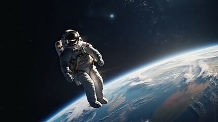 Fototapeta na wymiar Astronaut in the outer space over the planet Earth
