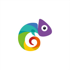 colorful chameleon logo design vector
