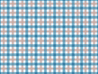 Watercolor blue and brown plaid fabric pattern handwriting background