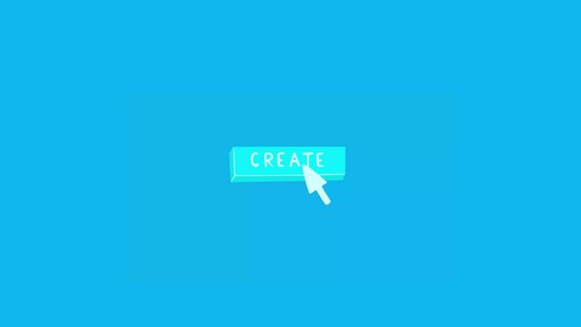 Creation concept. Push the button to create animation. Inspiration metaphor