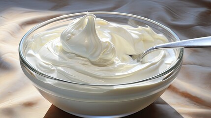 Fresh whipped cream in a bowl.