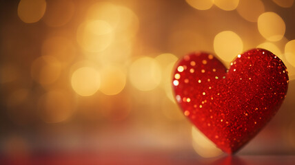 Red heart with a blurry bokeh background, red and gold, valentine's day, romantic heart, romance background, love