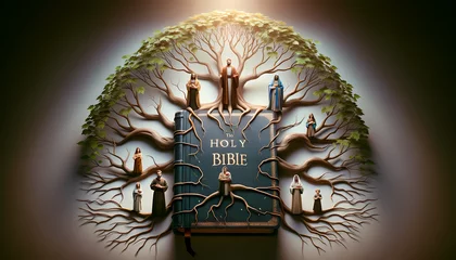 Fotobehang Biblical Lineage - The Holy Bible as the Root of Genealogy © eric
