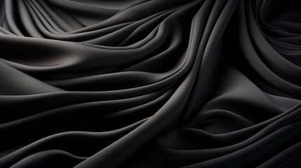 Fototapeta premium A captivating image of an abstract design, featuring a black fabric with intricate folds that evoke a sense of mystery and sophistication