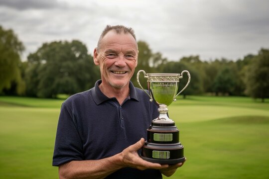 Picture of a golf winner with trophy. Generative AI