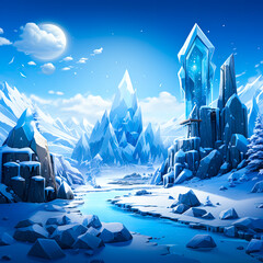 beautiful winter fabulous mountains generated by AI