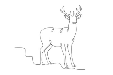 A deer looking forward. Deer one-line drawing