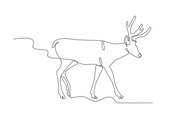 A deer walked looking down. Deer one-line drawing
