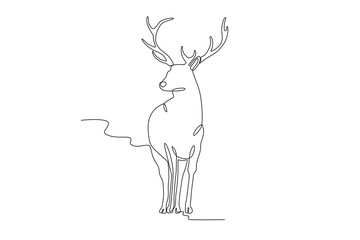 A deer stood looking sideways. Deer one-line drawing