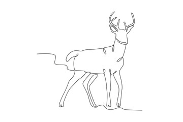 Illustration of a deer. Deer one-line drawing